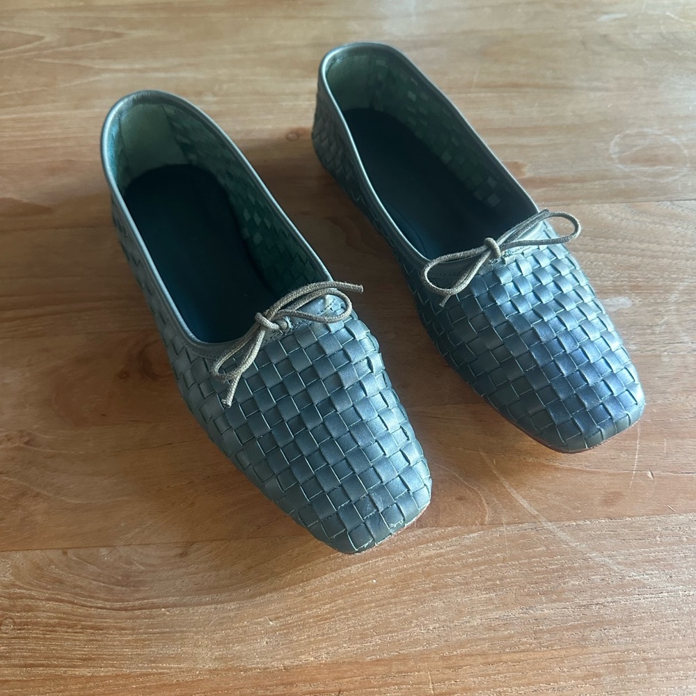 Freda Salvador Woven Jada Ballet Flats in Dark Green